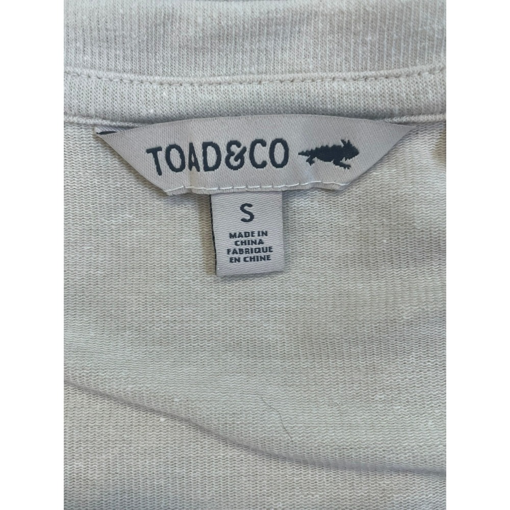 TOAD&CO Womens Beige Linen Blend Knot Front Crew Neck Short Sleeve Top Size S - Picture 5 of 6